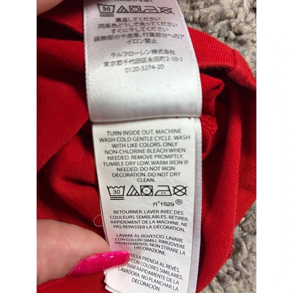 Polo Ralph Lauren Red Big Pony Long Sleeve Graphic T-Shirt Mens Large
